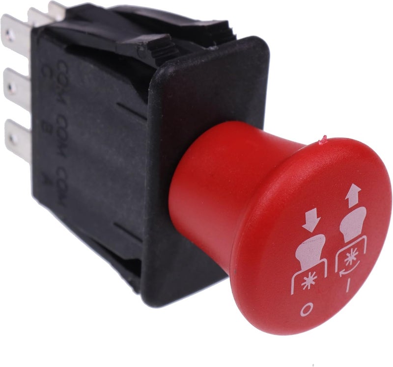 Demfec 8 Terminals 10 AMP Clutch PTO Switch Compatible with Bobcat Jacobsen Dixie Chopper Most Units 2721505 4174684 500016 430-528 Rotary 110-9657A Delta 6204-322 MTD 725-07534 Red - Image 2